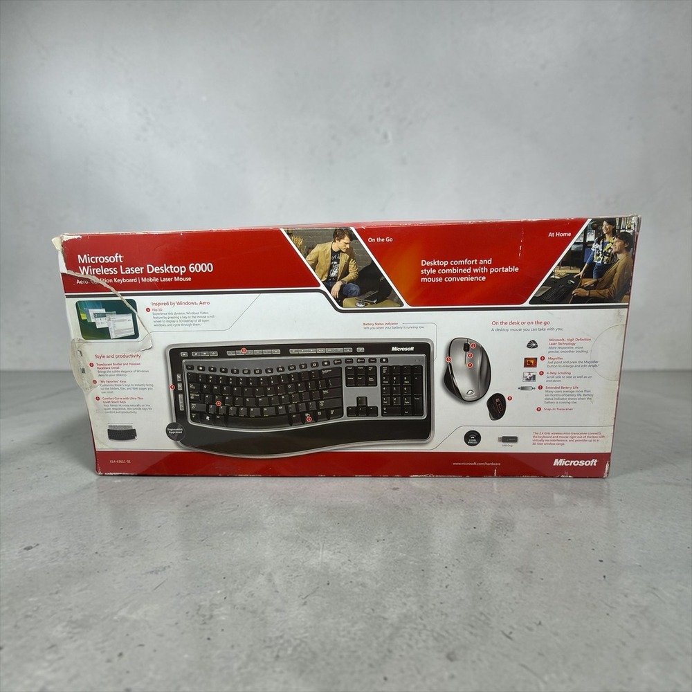 Microsoft Wireless Laser Desktop 6000 Aero Edition Keyboard & Mobile Laser Mouse